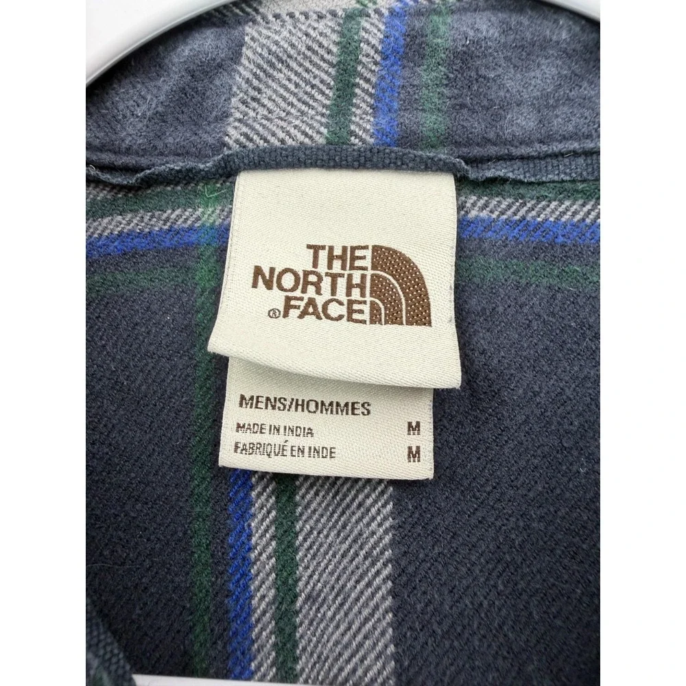 The North Face Plaid Flannel Button Down Shirt Navy Blue Granola Gorpcore Mens M